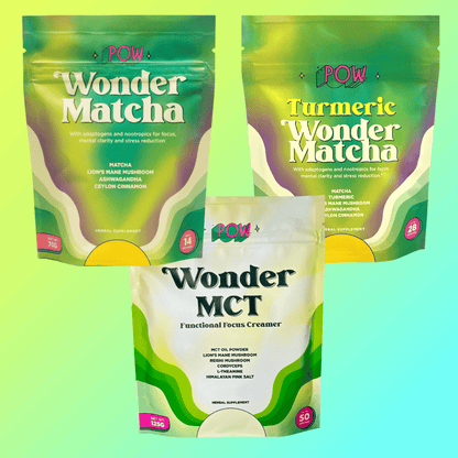 Wonder Trio: Matcha, Turmeric, MCT Focus Creamer (Save 20%) by Pow