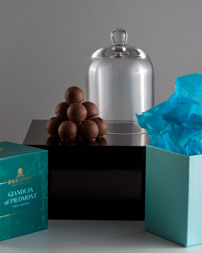 Prestat Piedmont's Gianduja Truffle Cube and Medium Cloche Gift Set by Novenary