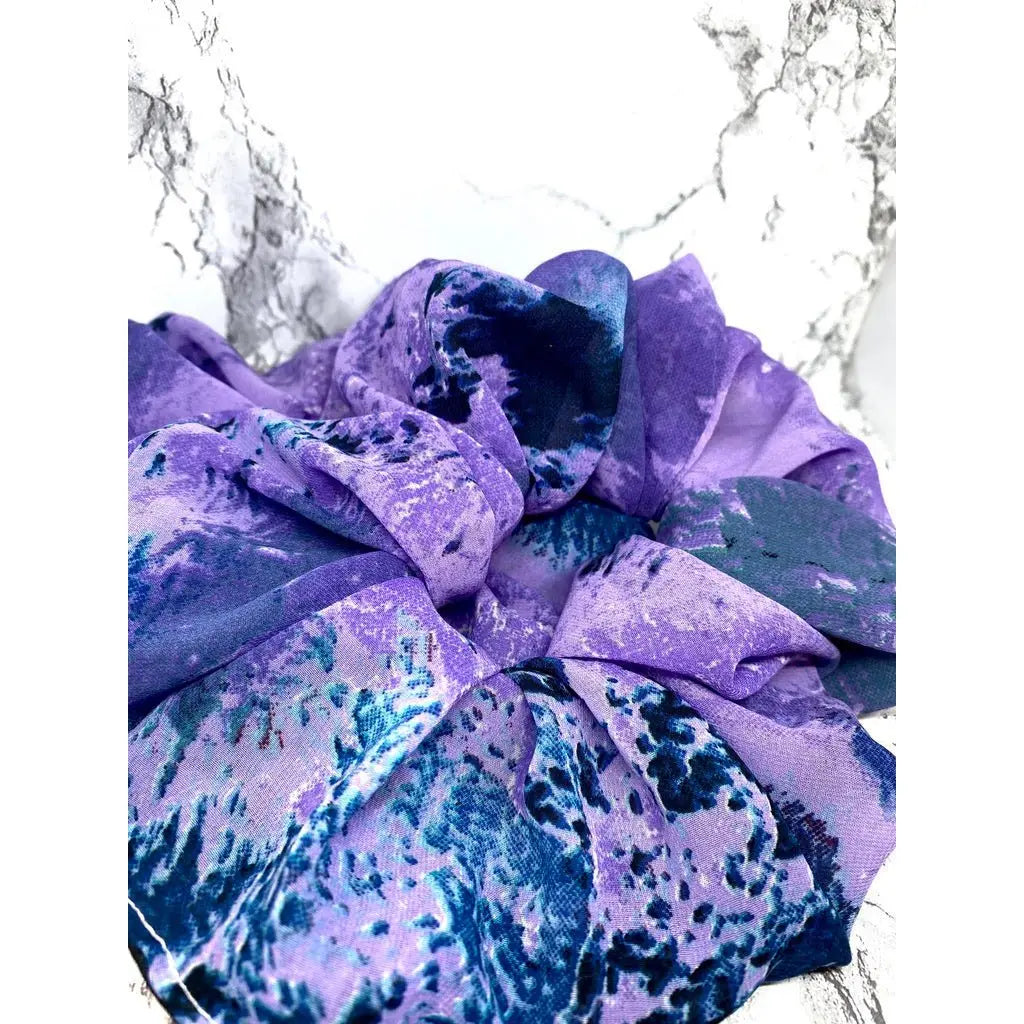 Purple Tie Dye Organza Scrunchie by Enchanted Scrunch