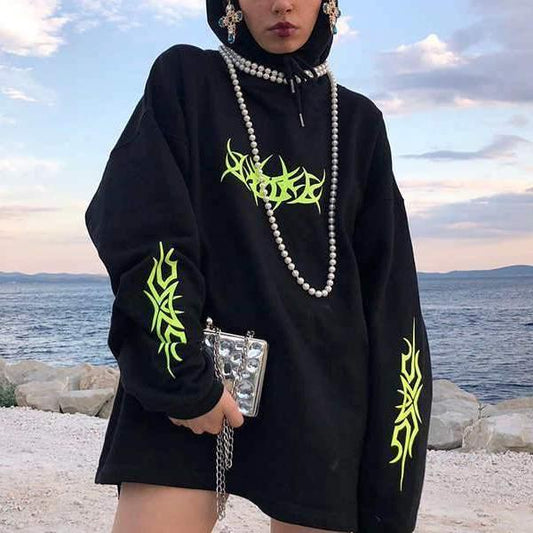 Neon Black Oversized Hoodie by White Market