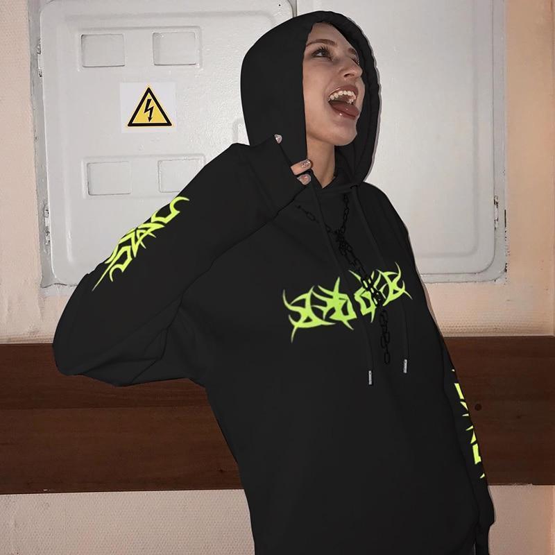 Neon Black Oversized Hoodie by White Market