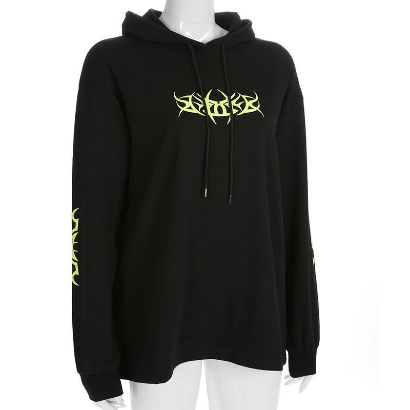 Neon Black Oversized Hoodie by White Market