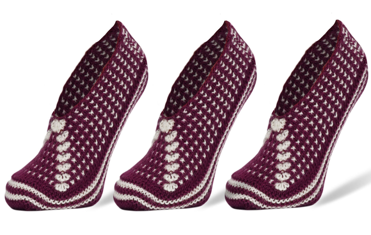 Crochet Slipper Socks for Women 3 Pairs Shoe Size 5-7 by Mars Outlet Store LLC