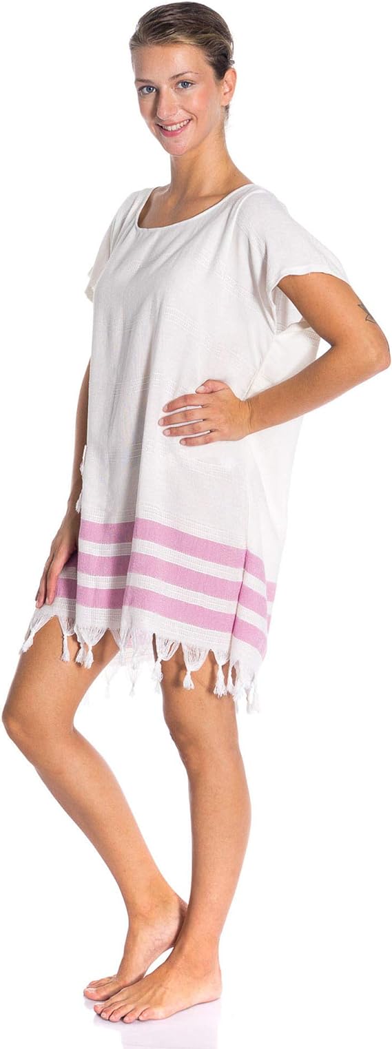 1 Pack - All Cotton Swimsuit Cover Ups for Women Short Sleeve Beach Dress by Mars Outlet Store LLC