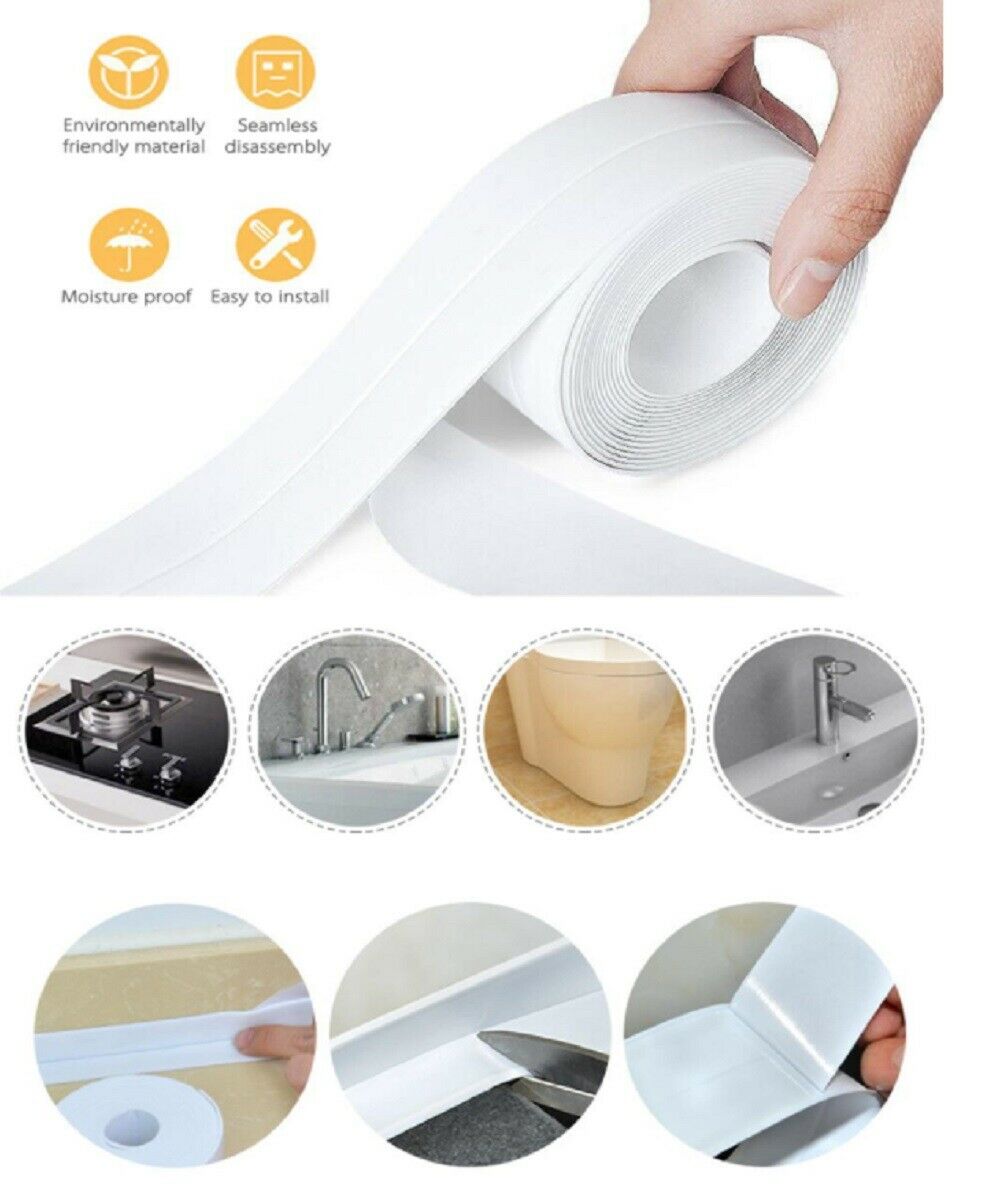 PVC Self Adhesive Caulk Sealing Strip Tape For Kitchen Wall Sink Toilet Bathroom by Plugsus Home Furniture