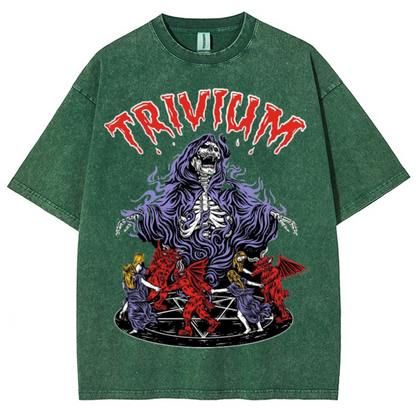 Trivium Unisex Printed Retro Washed Short Sleeved T-Shirt by migunica