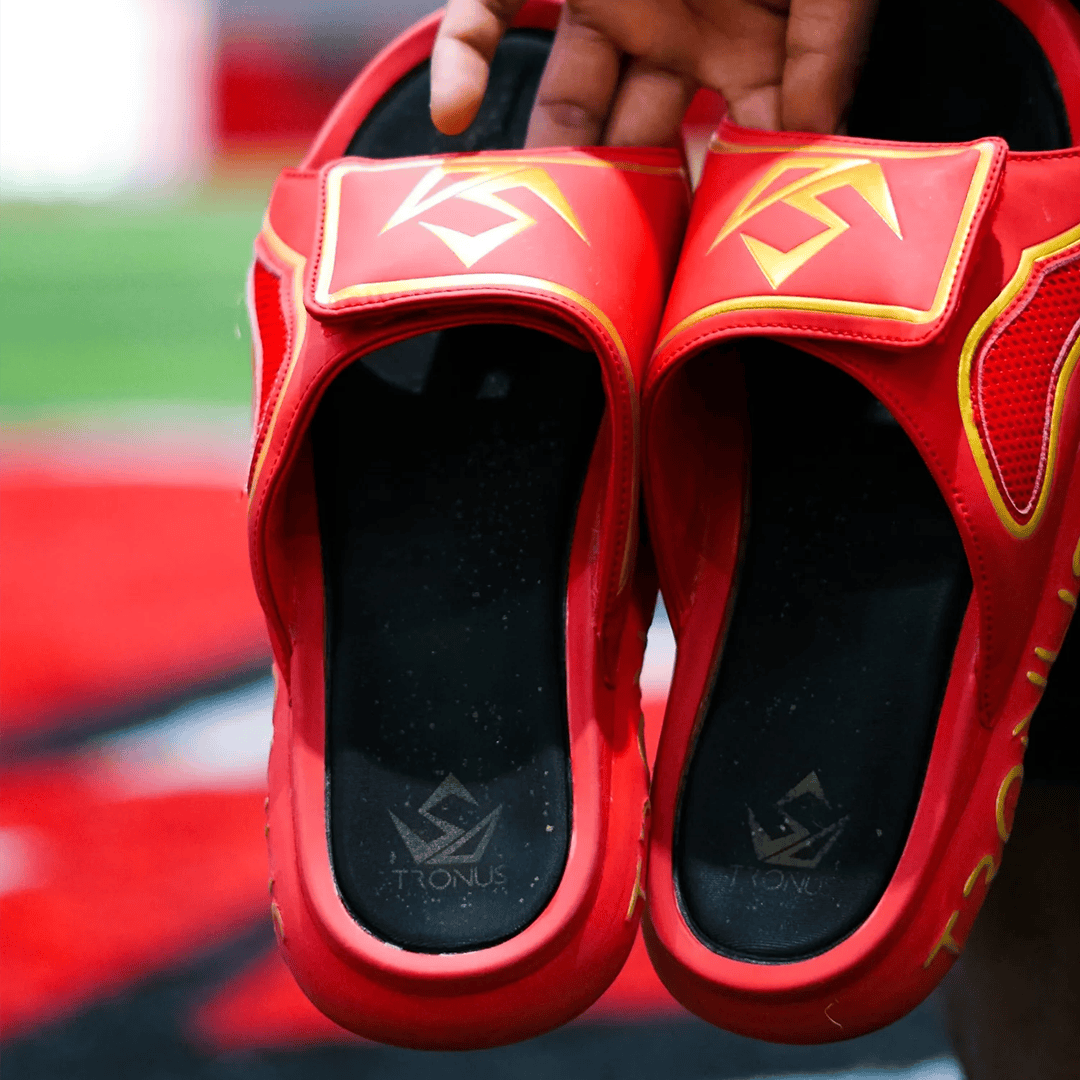 YOUTH LUXE SPORTS RECOVERY SLIDES FIRE by TRONUS FOOTWEAR