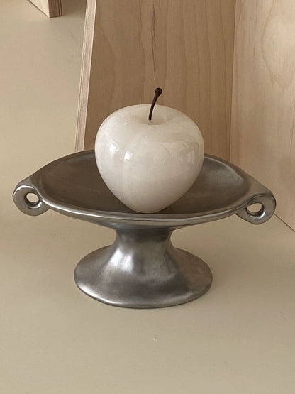 Retro Silver Footed Decorative Tray For Fruits Or Accessories by INSPECIAL HOME