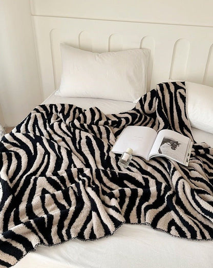 Retro Style Zebra Print Microfiber Throw Blanket - Ultra-Soft & Cozy by INSPECIAL HOME