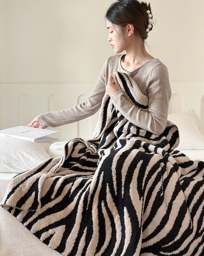 Retro Style Zebra Print Microfiber Throw Blanket - Ultra-Soft & Cozy by INSPECIAL HOME