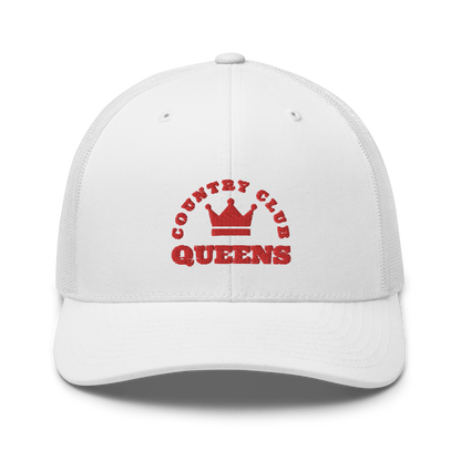 Queens CC Crown Trucker Cap White by Queens Country Club