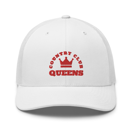 Queens CC Crown Trucker Cap White by Queens Country Club