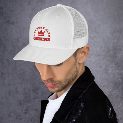 Queens CC Crown Trucker Cap White by Queens Country Club