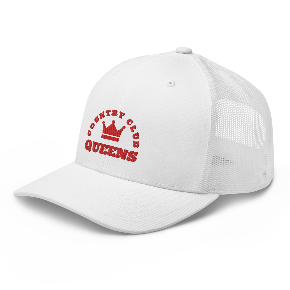 Queens CC Crown Trucker Cap White by Queens Country Club