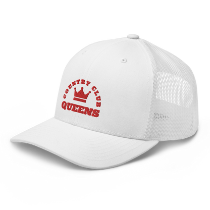 Queens CC Crown Trucker Cap White by Queens Country Club