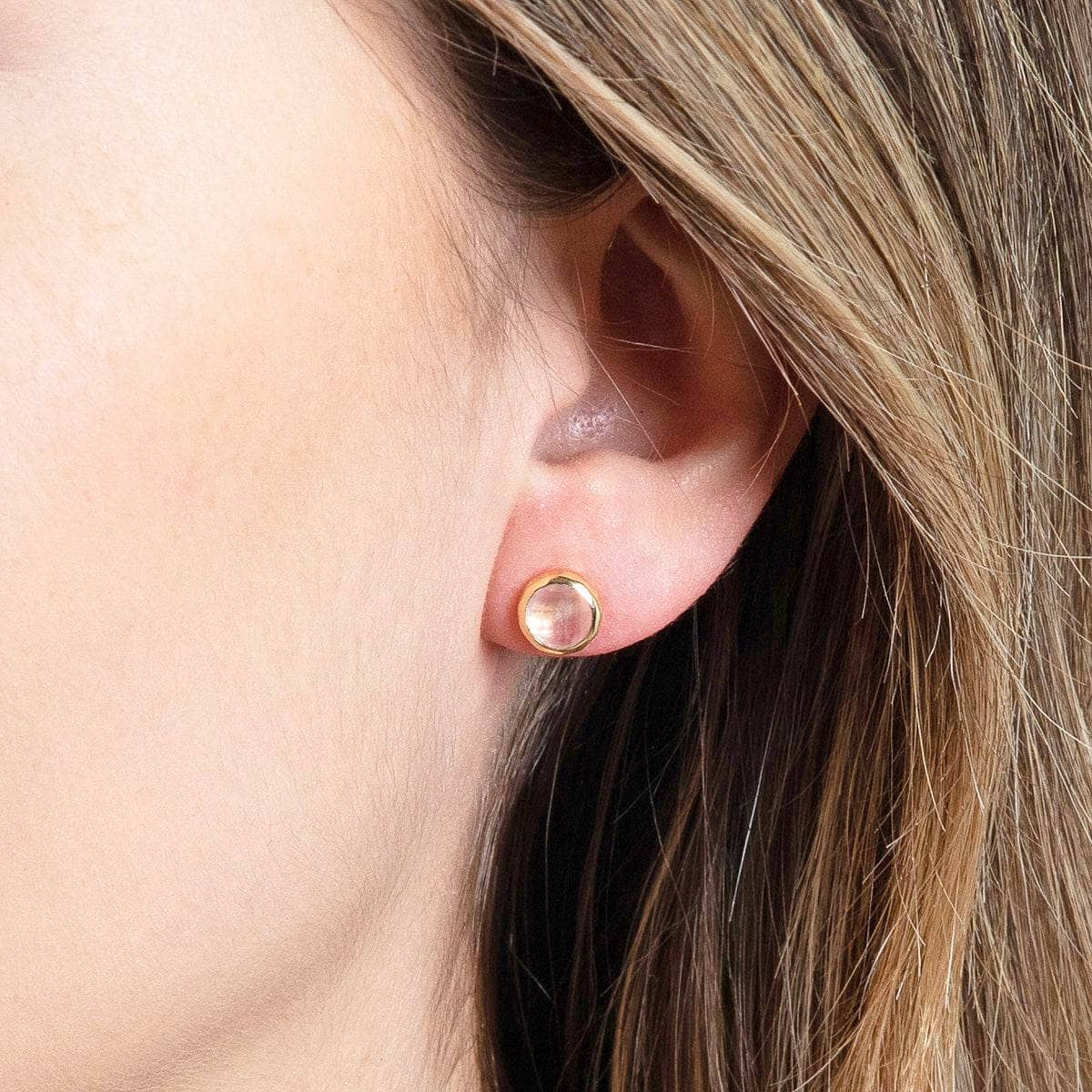 Rose Quartz Silver or Gold Stud Earring by Tiny Rituals