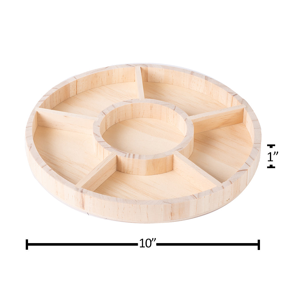 Round Shaped Wooden Tray 4 Pack 10"X1" by Hammont