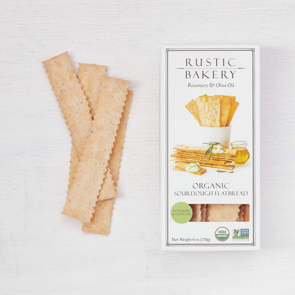 Rustic Bakery - 'Rosemary & Olive Oil' Organic Sourdough Flatbread Crackers (6OZ) by The Epicurean Trader