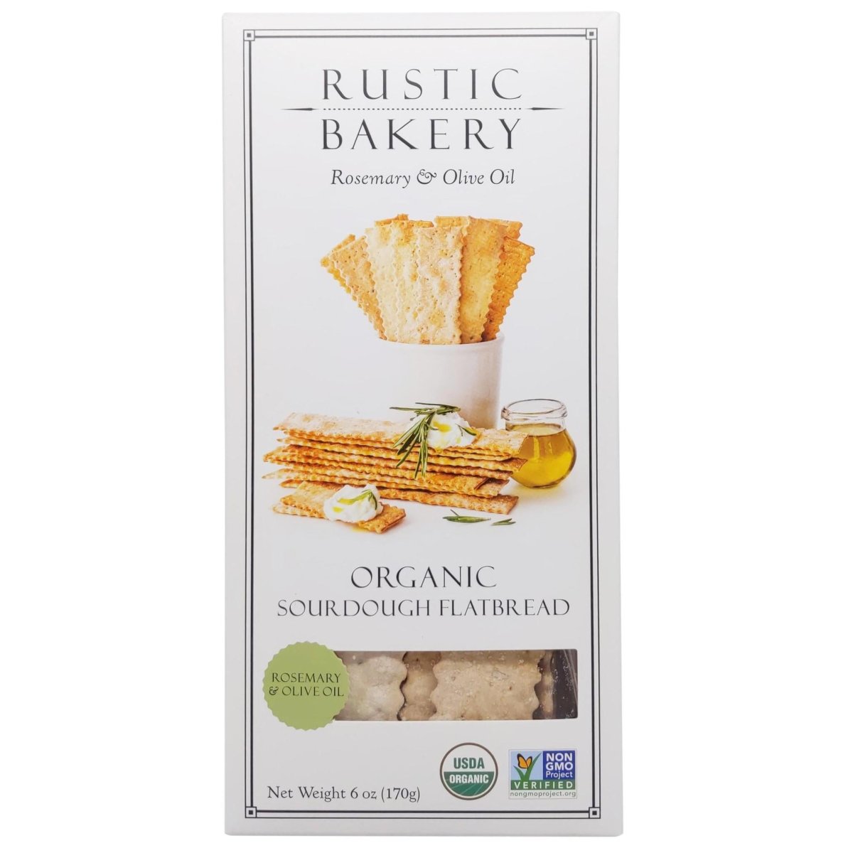 Rustic Bakery - 'Rosemary & Olive Oil' Organic Sourdough Flatbread Crackers (6OZ) by The Epicurean Trader