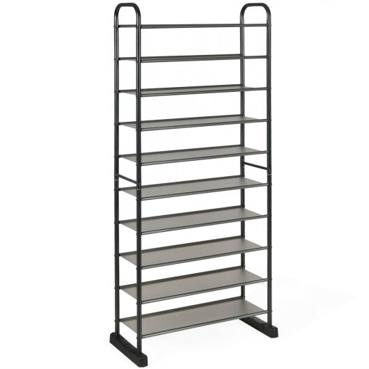 10-Tier Free-Standing Metal Frame Shoe Rack by VYSN