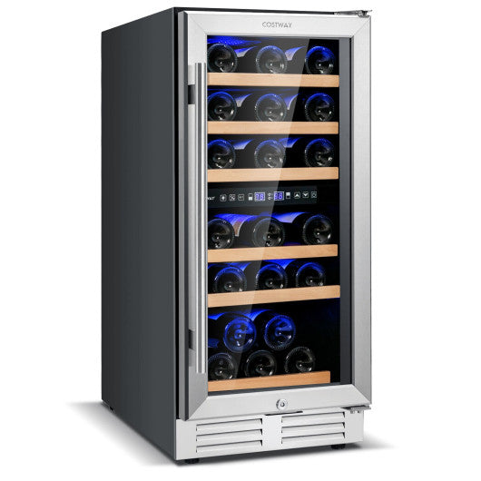 30-Bottle Freestanding Wine Cooler with Temp Memory and Dual Zones -Silver by VYSN