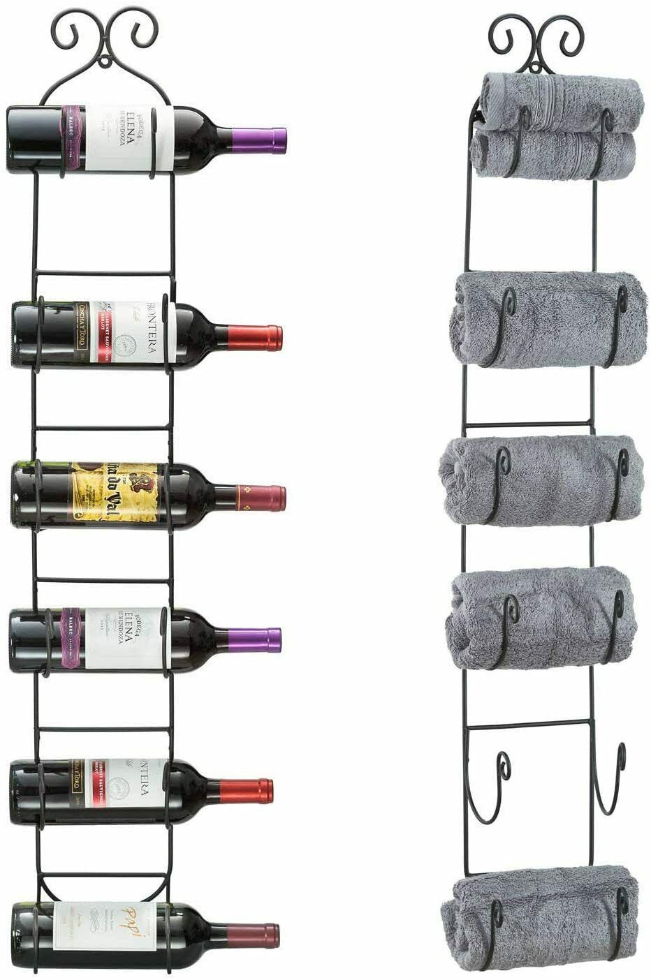 Wall Mount Wine/Towel Rack Storage Organizer (Holds 6 Bottles) #ns23 _mkpt by Js House