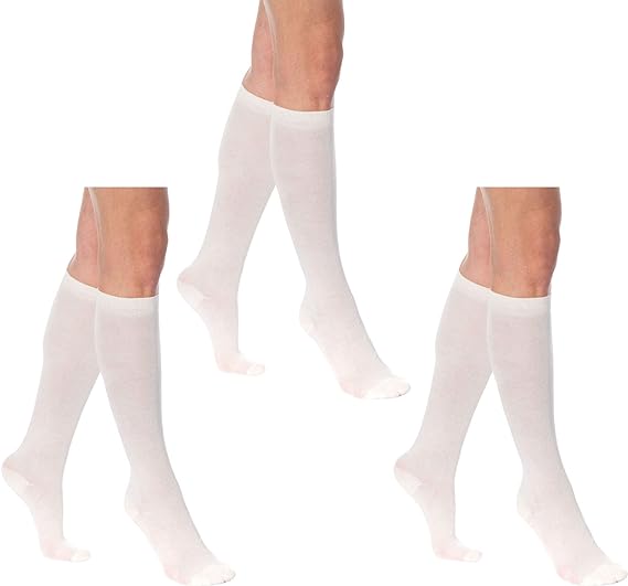 3 Pairs - Women's Knee High Socks Combed Cotton Over The Calf Long Socks by Mars Outlet Store LLC