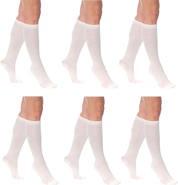 3 Pairs - Women's Knee High Socks Combed Cotton Over The Calf Long Socks by Mars Outlet Store LLC