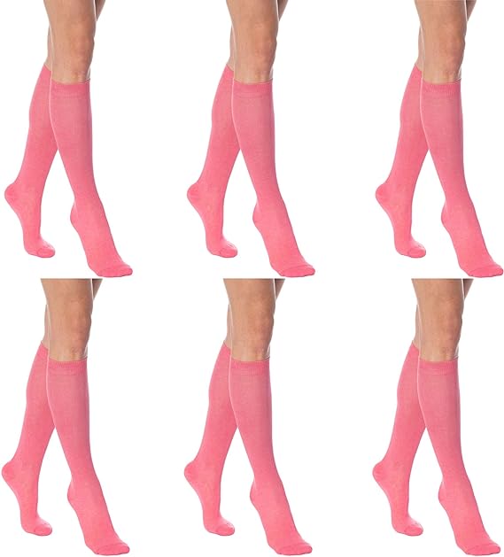 3 Pairs - Women's Knee High Socks Combed Cotton Over The Calf Long Socks by Mars Outlet Store LLC