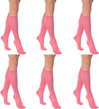 3 Pairs - Women's Knee High Socks Combed Cotton Over The Calf Long Socks by Mars Outlet Store LLC