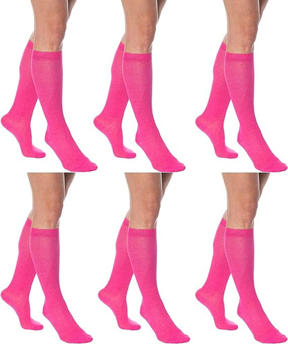 3 Pairs - Women's Knee High Socks Combed Cotton Over The Calf Long Socks by Mars Outlet Store LLC