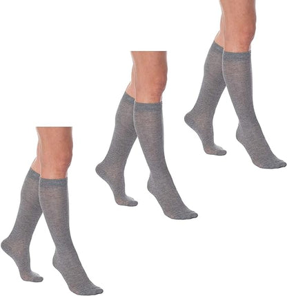 3 Pairs - Women's Knee High Socks Combed Cotton Over The Calf Long Socks by Mars Outlet Store LLC