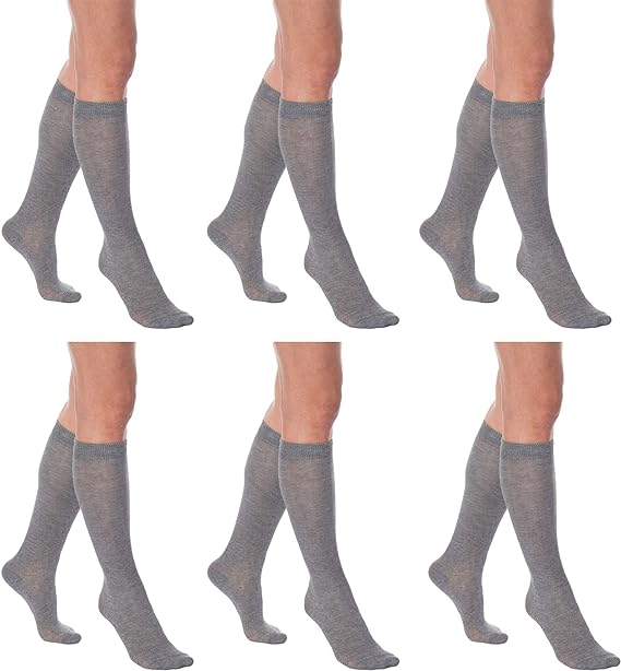 3 Pairs - Women's Knee High Socks Combed Cotton Over The Calf Long Socks by Mars Outlet Store LLC