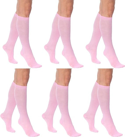 3 Pairs - Women's Knee High Socks Combed Cotton Over The Calf Long Socks by Mars Outlet Store LLC