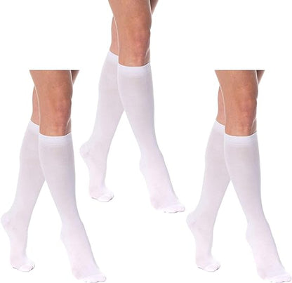 3 Pairs - Women's Knee High Socks Combed Cotton Over The Calf Long Socks by Mars Outlet Store LLC