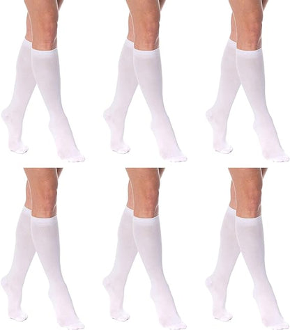 3 Pairs - Women's Knee High Socks Combed Cotton Over The Calf Long Socks by Mars Outlet Store LLC