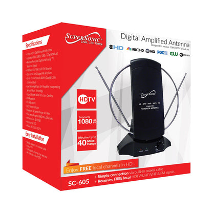 Supersonic HDTV Digital Amplified Indoor Antenna (SC-605) by Jupiter Gear Home