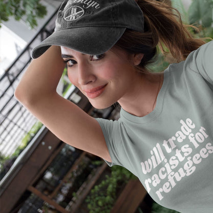 Will Trade | We Welcome Unisex T-Shirt by The Happy Givers