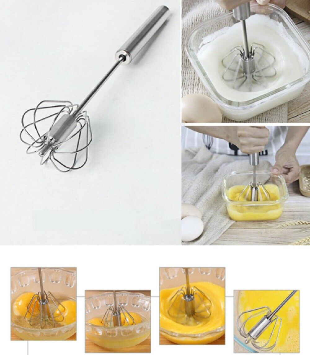 Semi-Automatic Egg Whisk Hand Push Egg Beater Stainless Steel Blender Mixer Whis by Plugsus Home Furniture