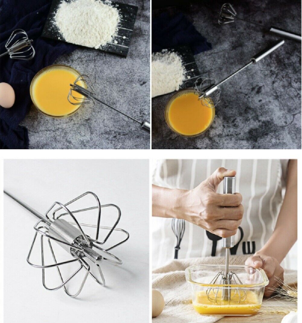 Semi-Automatic Egg Whisk Hand Push Egg Beater Stainless Steel Blender Mixer Whis by Plugsus Home Furniture