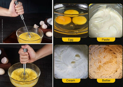 Semi-Automatic Egg Whisk Hand Push Egg Beater Stainless Steel Blender Mixer Whis by Plugsus Home Furniture