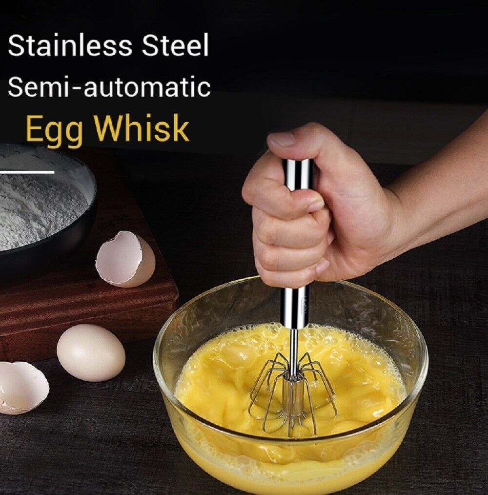 Semi-Automatic Egg Whisk Hand Push Egg Beater Stainless Steel Blender Mixer Whis by Plugsus Home Furniture