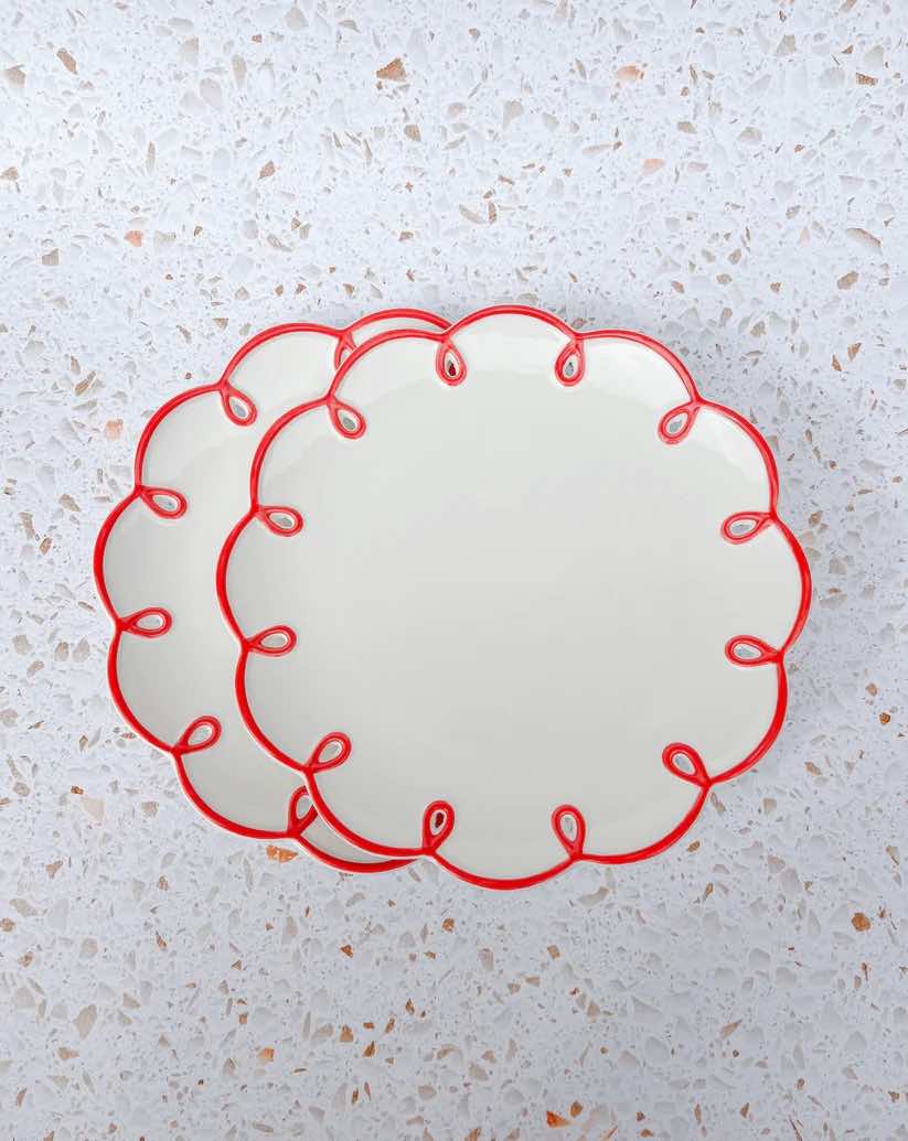 Set of 2 Cloud Ceramic Dinner Plates - Cute Whimsical Eclectic Dinnerware Set by INSPECIAL HOME