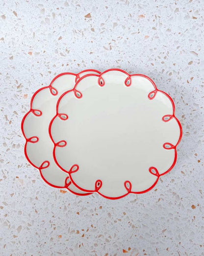 Set of 2 Cloud Ceramic Dinner Plates - Cute Whimsical Eclectic Dinnerware Set by INSPECIAL HOME