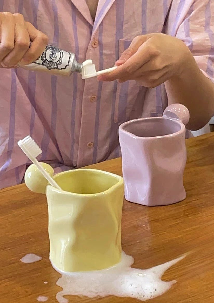 Set of 3 Pcs Handmade Bubblegum Ceramic Toothbrush Mug Cup Tumbler ($23.3 Each ) by INSPECIAL HOME