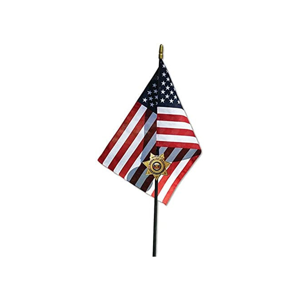 Sheriff Veteran Grave Marker With 30 Inch Tall American Cemetery Flag, Sheriff 5 Point Star Badge. by The Military Gift Store