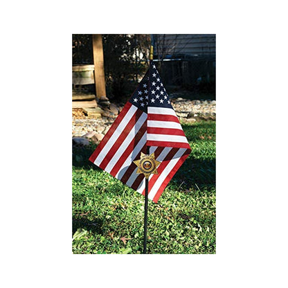 Sheriff Veteran Grave Marker With 30 Inch Tall American Cemetery Flag, Sheriff 5 Point Star Badge. by The Military Gift Store