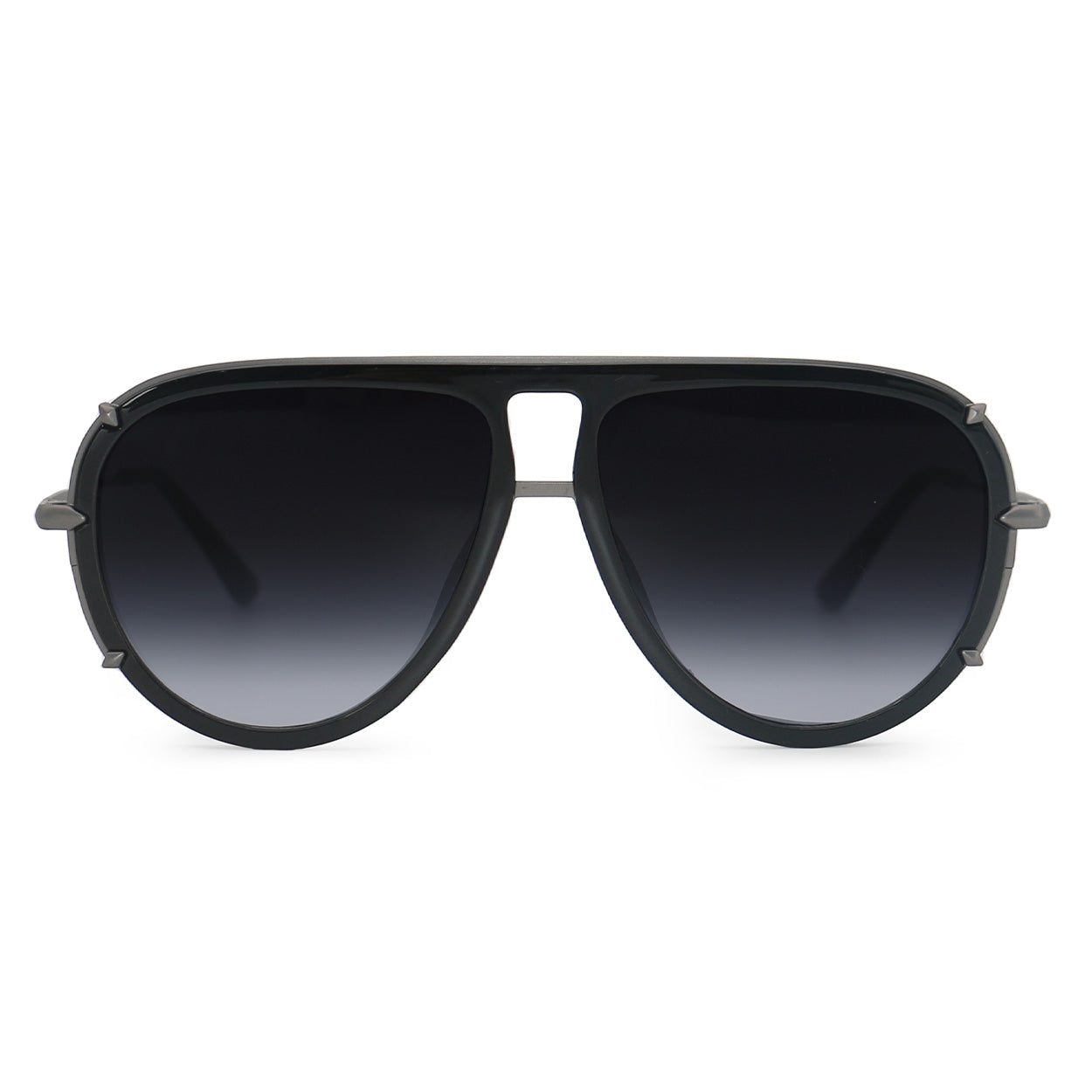 Ivy Luxe - Black Tangle-Free Round Aviator Sunglasses by TopFoxx