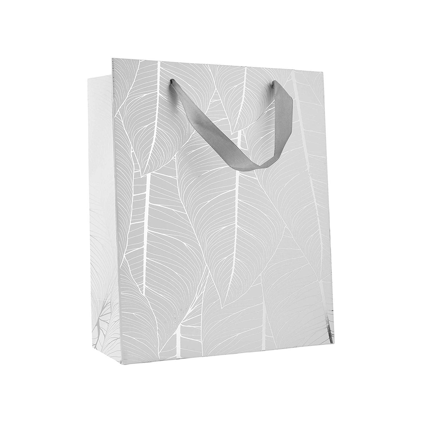 Leaf Design Silver Gift Bags 12 Pack 12.5"X10.25"X4.75" by Hammont