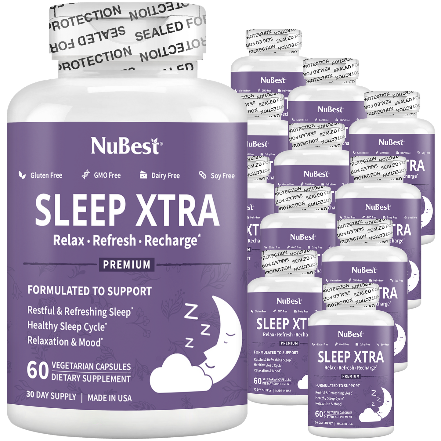 Sleep Xtra, Natural Non-Habit Forming Sleep Aid for Teens & Adults, 60 Vegan Capsules by NuBest Nutrition®